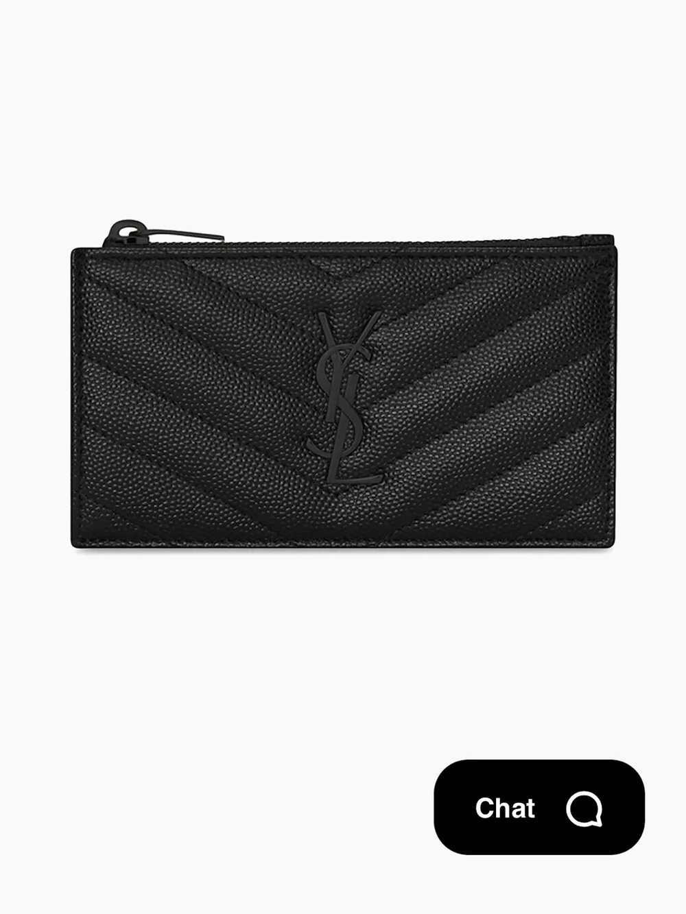 Saint Laurent Black Quilted Leather Zip Card Case